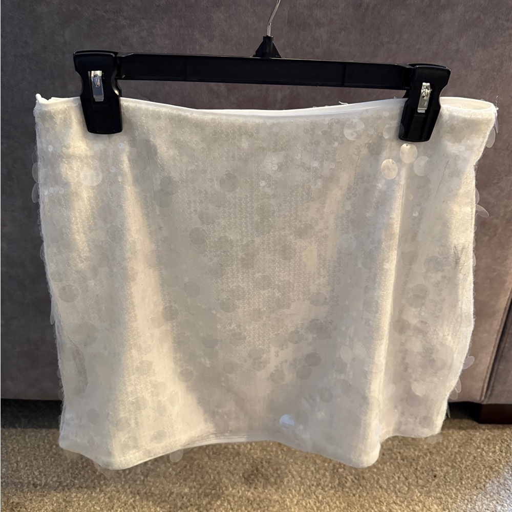 Cider White Sequin Mini Skirt